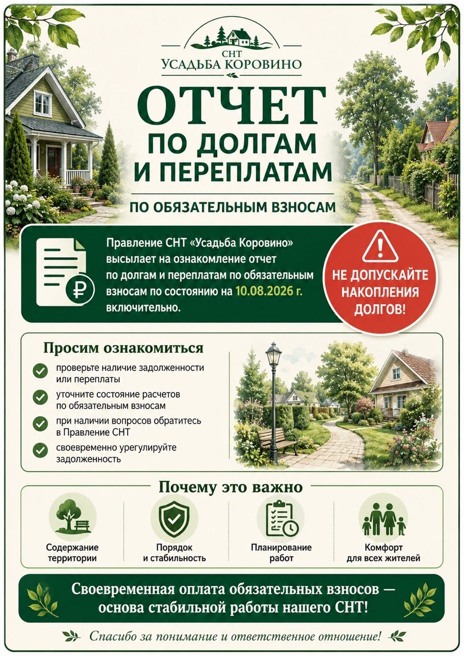 Долги и переплаты по взносам на 10.08.2025